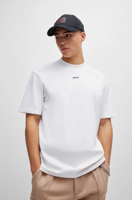 Camiseta relaxed fit en punto de algodón con logo estampado