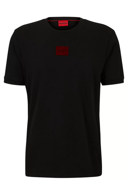 Camiseta regular fit de algodón con logo estampado en flocado